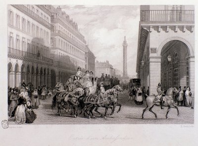 Suurlähettilään ryhmä Place de la Bourse -aukiolla hänen saapuessaan Pariisiin. Kaiverrus Eugene Louis Lami (1800-1890) 1843 Yksityinen kokoelma tekijältä Eugene Louis Lami