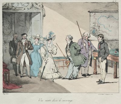 Linnan elämä: Vierailu naapurustossa, 1828. tekijältä Eugene Louis Lami