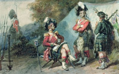 79. Highlandersin upseerit Chobhamin leirillä vuonna 1853 tekijältä Eugene Louis Lami