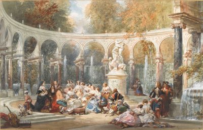 Seura Bosquet de la Colonnadessa Versaillesin puutarhassa. tekijältä Eugene Louis Lami