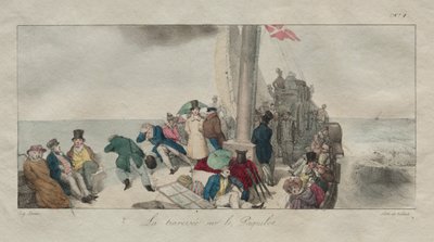Lontoon matkamuistoja: Crossing on the Packet Boat, 1826. tekijältä Eugene Louis Lami