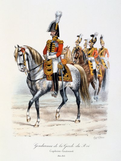 Kuninkaan Kaartin santarmit, kapteeni-luutnantti, 1814-15 tekijältä Eugene Titeux