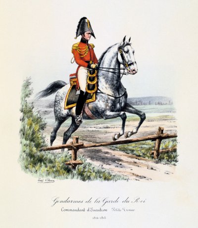 Kuninkaan kaartin santarmit, lentueen komentaja, riisuttu, 1814-15 tekijältä Eugene Titeux