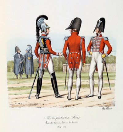 Mustat muskettisoturit, kokomekko ja yritysmekko, 1814-15 tekijältä Eugene Titeux
