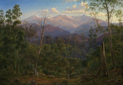 Kosciusko-vuori Victorian rajalta katsottuna (Mount Hope Ranges) (Mount Hope Ranges) tekijältä Eugene von Guérard