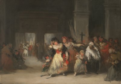 Kirkon sisällä, n. 1860-66 (öljy tinalevylle) tekijältä Eugenio Lucas Velázquez