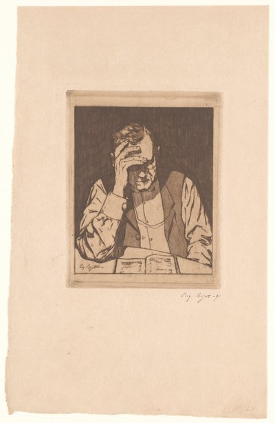 lukeva mies tekijältä Eugène Bejot (signed by artist)
