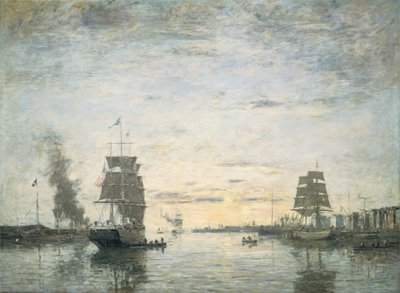 Sisäänkäynti Le Havren satamaan tekijältä Eugène Boudin