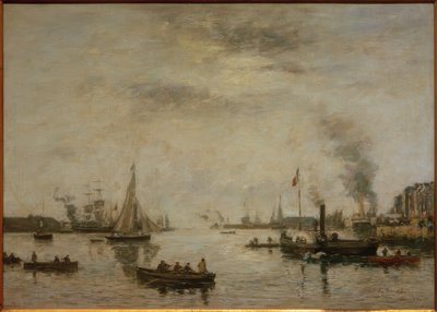 Le Havre, näkymä satamaan tekijältä Eugene Louis Boudin