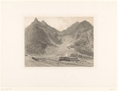 Vuoristomaisema talolla alppiniityllä tekijältä Eugène Cicéri (attributed to)