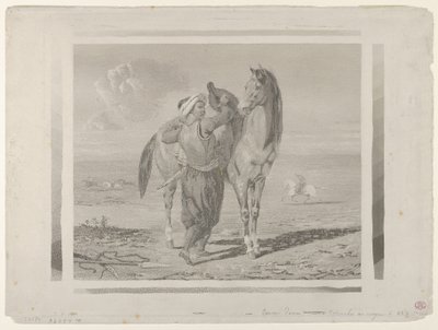 Turkkilainen satulaa hevosta, 1824, 1824. tekijältä Eugène Delacroix