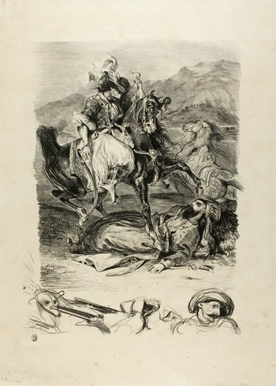 Taistelu Giaourin ja Pashan välillä tekijältä Eugène Delacroix