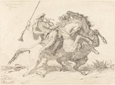 Maurien hevosmiesten kohtaaminen Rencontre de Cavaliers Maures, 1834. tekijältä Eugène Delacroix