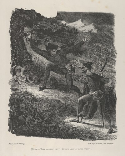Faust ja Mefistofeles Hartz-vuorilla Goethe, Faust, 1825-27., 1825-27. tekijältä Eugène Delacroix