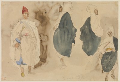 Neljä luonnosta arabimiehistä tekijältä Eugène Delacroix