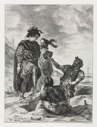 Hamlet: Hamlet ja Horatio haudankaivajien kanssa tekijältä Eugène Delacroix
