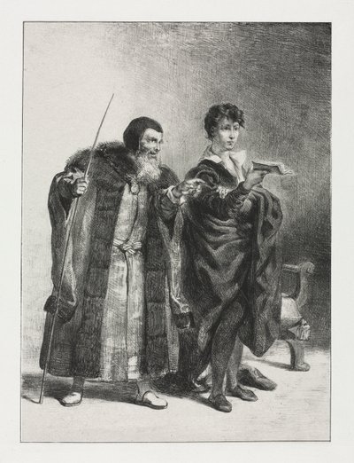 Hamlet: Polonius ja Hamlet tekijältä Eugène Delacroix