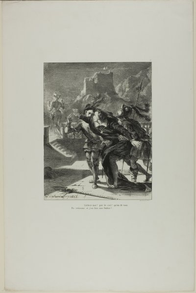 Hamlet jahtaa isänsä henkeä, levy 2 Hamletista tekijältä Eugène Delacroix