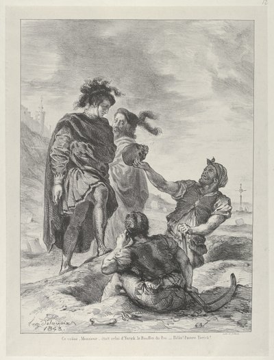 Hamlet ja Horatio ennen haudankaivajia, 1843, 1843. tekijältä Eugène Delacroix