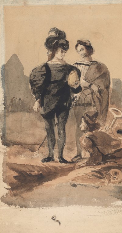Hamlet ja Horatio hautausmaalla, 1827-28. tekijältä Eugène Delacroix