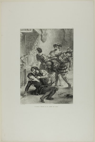 Hamletin kuolema, levy 16 Hamletista tekijältä Eugène Delacroix