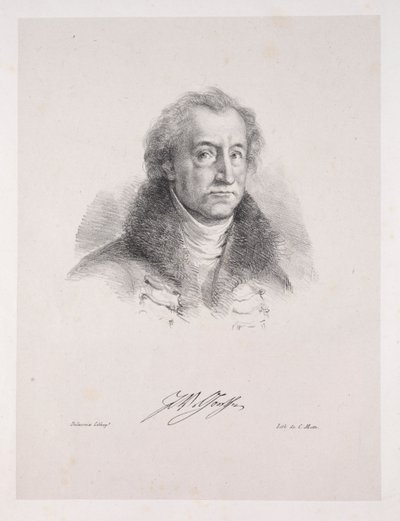 Kuvitukset Faustille: Frontispiece - Johann Wolfgang von Goethen muotokuva tekijältä Eugène Delacroix