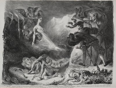 Kuvituksia Faustille: Margueriten varjo ilmestyy Faustille tekijältä Eugène Delacroix