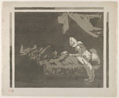 Sotasairaalan sisätilat, 1828 tai aikaisemmin, 1828 tai aikaisemmin. tekijältä Eugène Delacroix