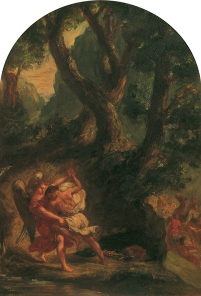 Jaakob painii enkelin kanssa tekijältä Eugène Delacroix