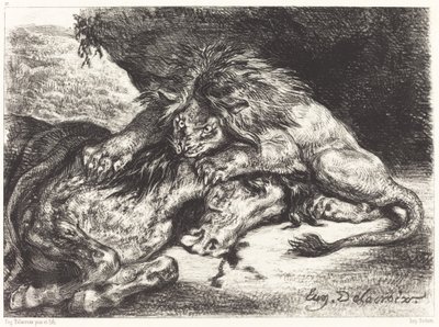 Leijona syö hevosta Leijona syö hevosta, 1844. tekijältä Eugène Delacroix