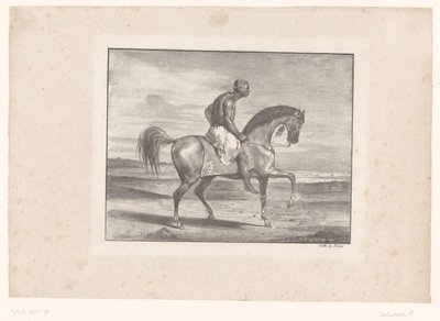 Mies hevosen selässä erämaassa tekijältä Eugène Delacroix