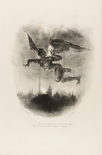 Mephistopheles Flying, Faustilta tekijältä Eugène Delacroix