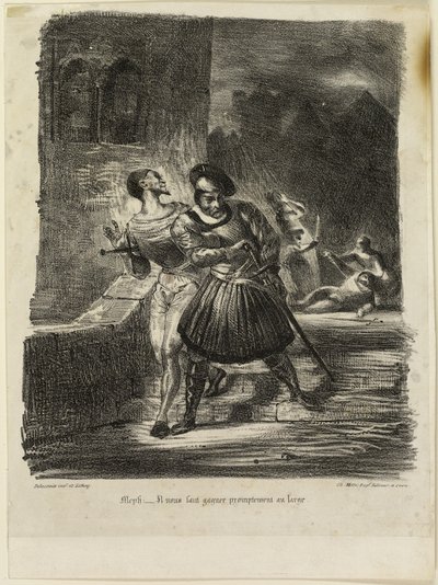 Mefistòfeles i Faust fugint després del Duelfinnish tekijältä Eugène Delacroix