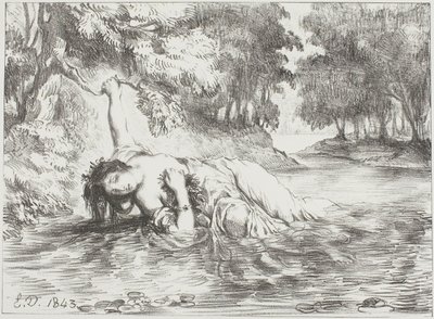 Ofelian kuolema tekijältä Eugène Delacroix