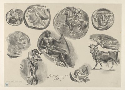 Yhdeksän antiikkikolikon arkki, 1825, 1825. tekijältä Eugène Delacroix