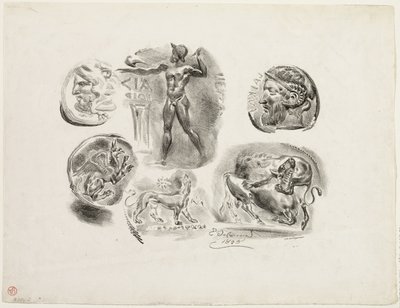 Kuuden antiikkimitalin arkki tekijältä Eugène Delacroix