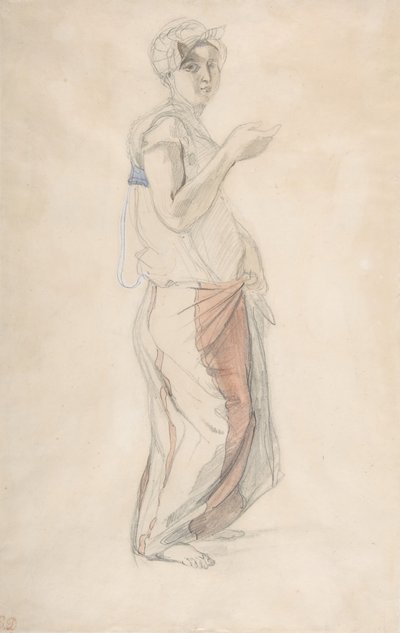 Pysyvä nainen marokkolaisessa asussa, n. 1834. tekijältä Eugène Delacroix