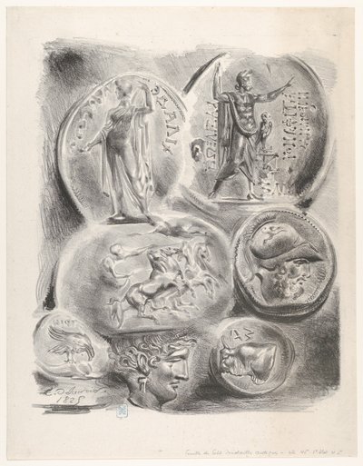 Seitsemän kreikkalaisen kolikon tutkimukset, 1825, 1825. tekijältä Eugène Delacroix