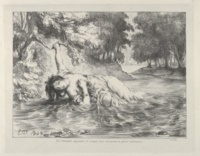 Ophelian kuolema, 1843, 1843. tekijältä Eugène Delacroix