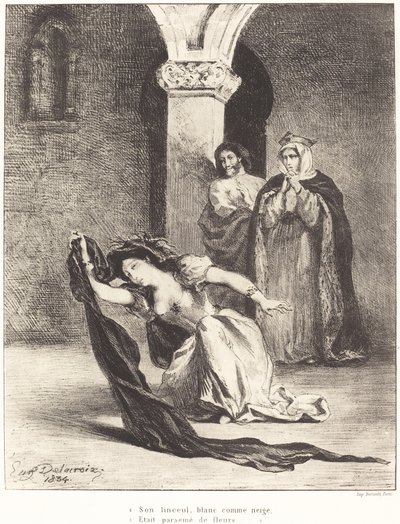 Ophelian laulu (näytös IV, kohtaus V) tekijältä Eugène Delacroix