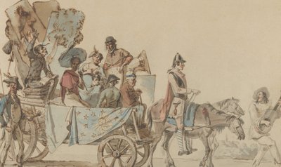 Teatteriryhmä tiellä, 1818. tekijältä Eugène Delacroix