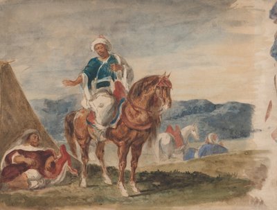 Kolme arabia hevosmiestä leirillä, 1832-37. tekijältä Eugène Delacroix
