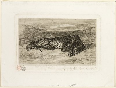 Tiikeri lepää autiomaassa tekijältä Eugène Delacroix