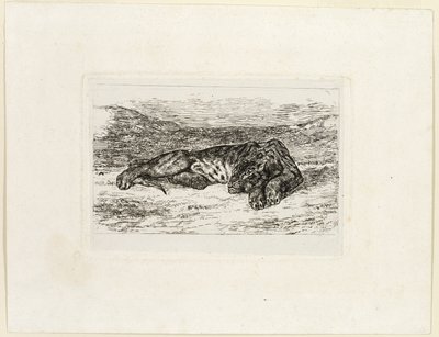 Tiikeri lepää autiomaassa tekijältä Eugène Delacroix
