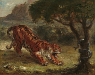 Tiger ja Snake tekijältä Eugène Delacroix