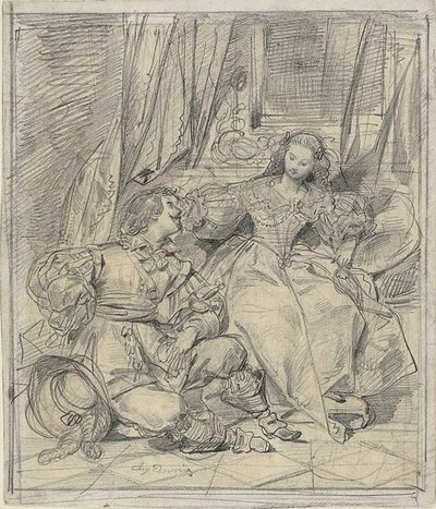 Lady ja Cavalier tekijältä Eugène François Marie Joseph Devéria