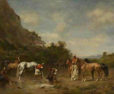 Arabit juottavat hevosiaan, 1872 tekijältä Eugène Fromentin