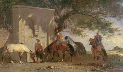 Arabit juottavat hevosiaan, n. 1865-1875 tekijältä Eugène Fromentin