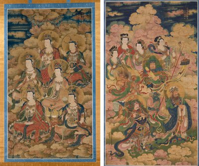 Täydellisimmän tiedon saavuttamisen kymmenen vaiheen bodhisattvat; Devan, Nagan ja Yakshin kahdeksan isäntä tekijältä Eugène Fromentin