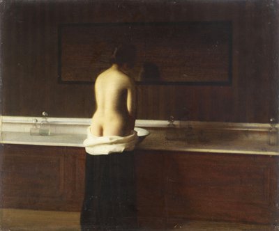 Nuori nainen wc:ssä, 1898 tekijältä Eugène Lomont